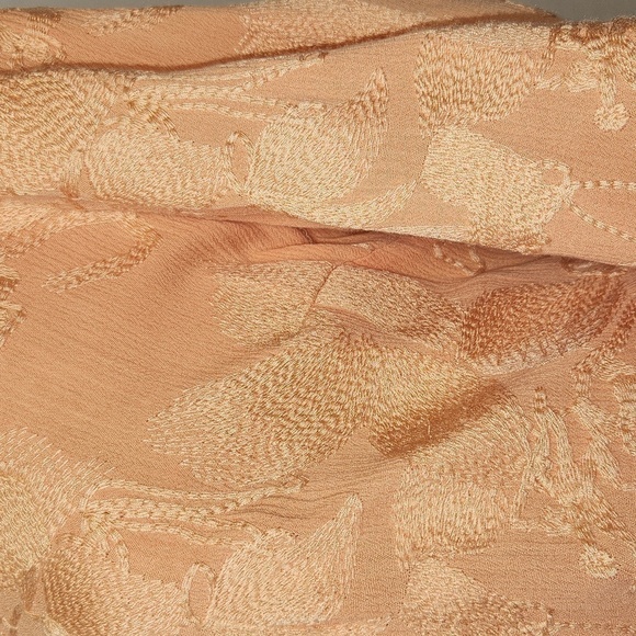 Soft Surroundings Peach Cecile Asymmetrical Floral Embroidered 3/4 Sleeve Tunic - Picture 5 of 13